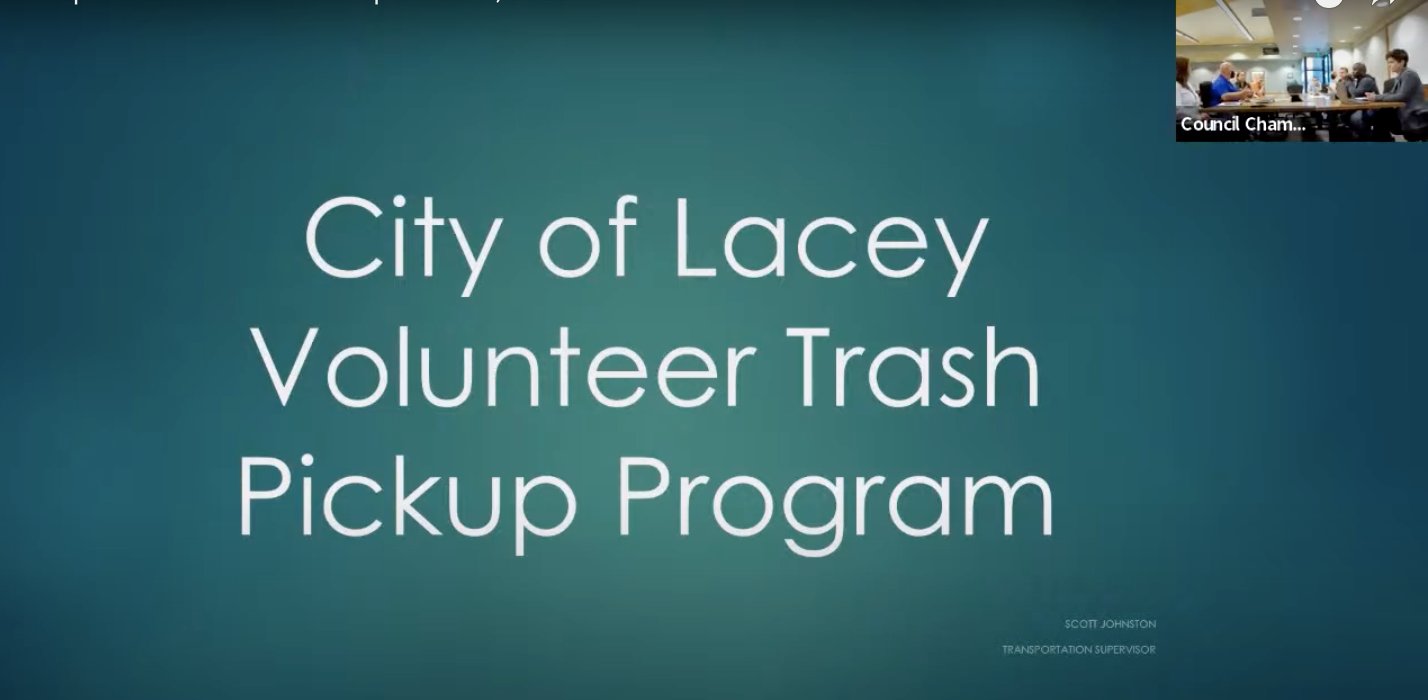 Lacey launched its Volunteer Litter Pickup Program yesterday, September 6, at the regular meeting of the city’s Transportation Committee.